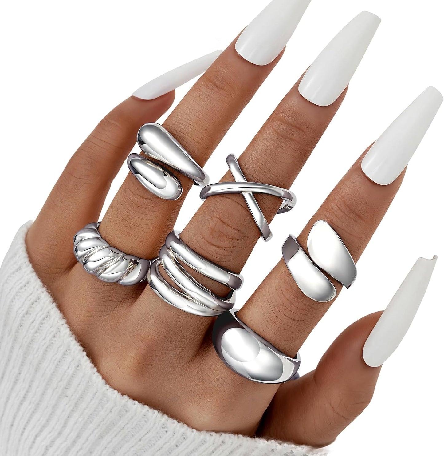 YEEZII Anillos Gruesos de Oro para Mujer Sin Deslustre, Anillo de P...