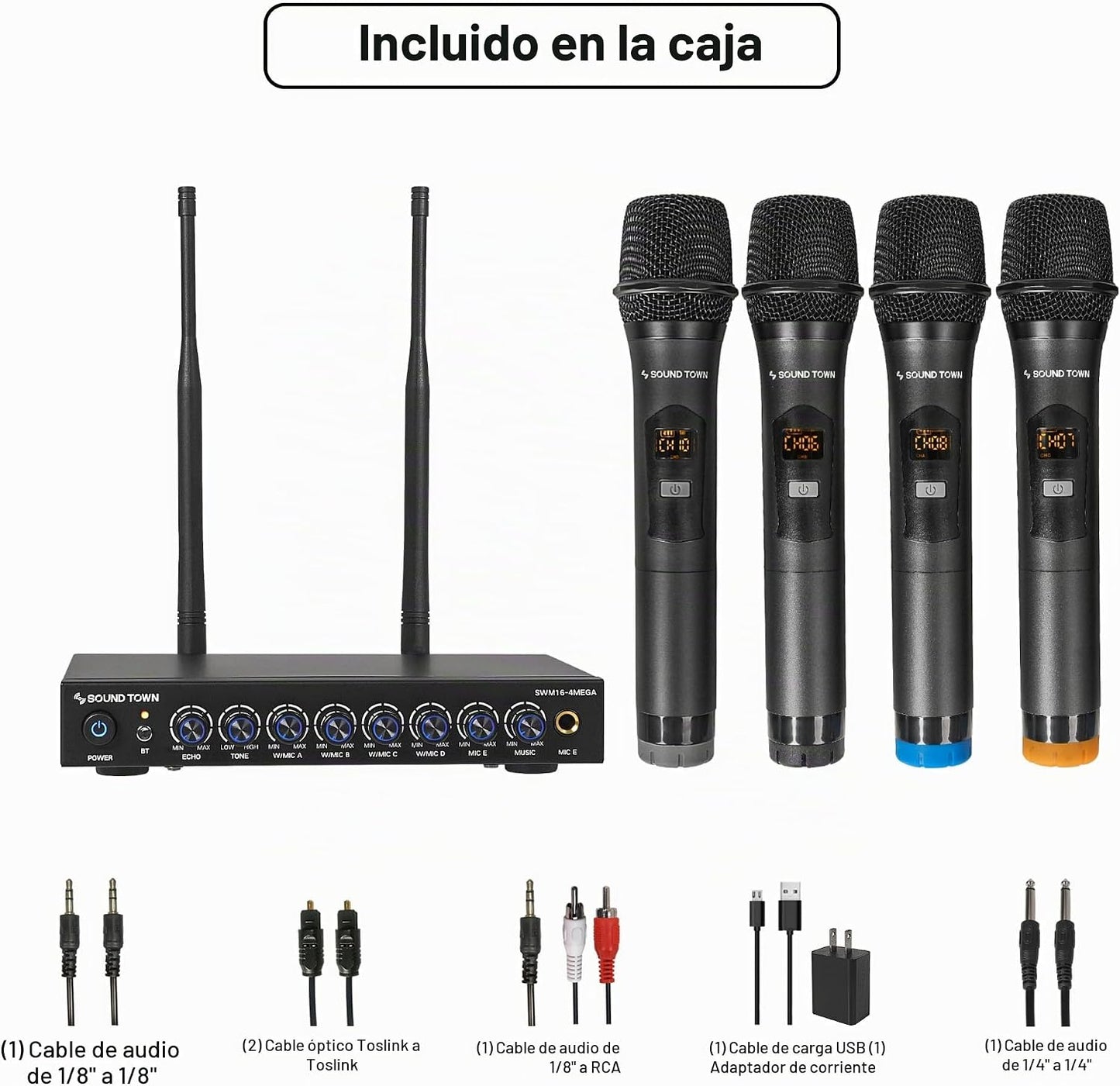 Sound Town Sistema mezclador de karaoke inalámbrico de 200 canales,...