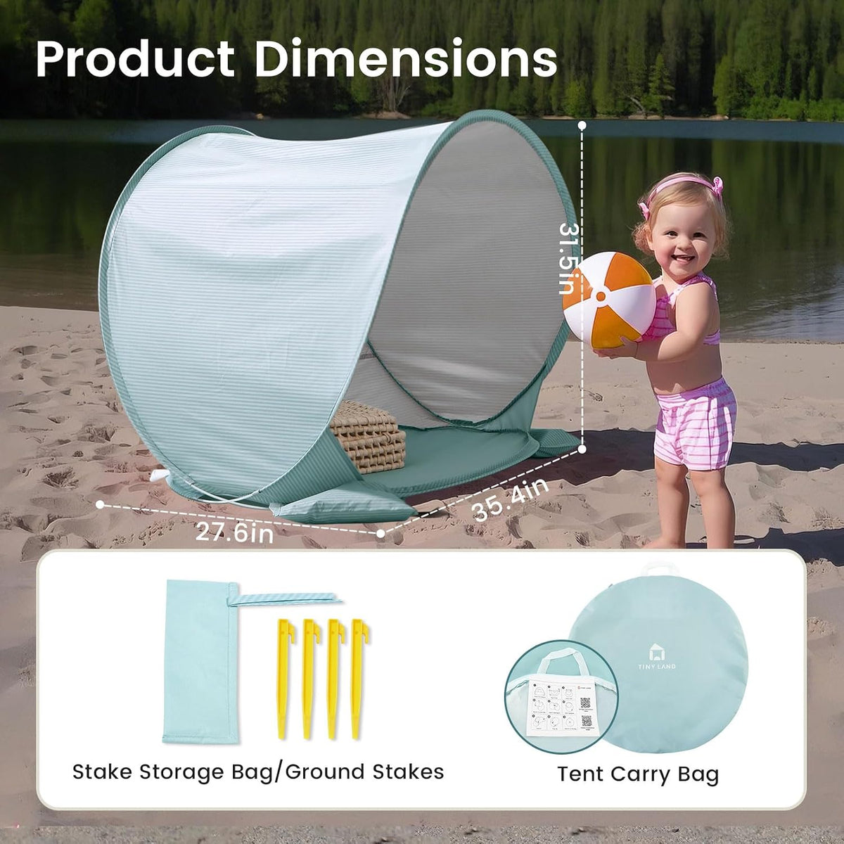 Tiny Land - Tienda de campaña de playa para bebé, con protección so...