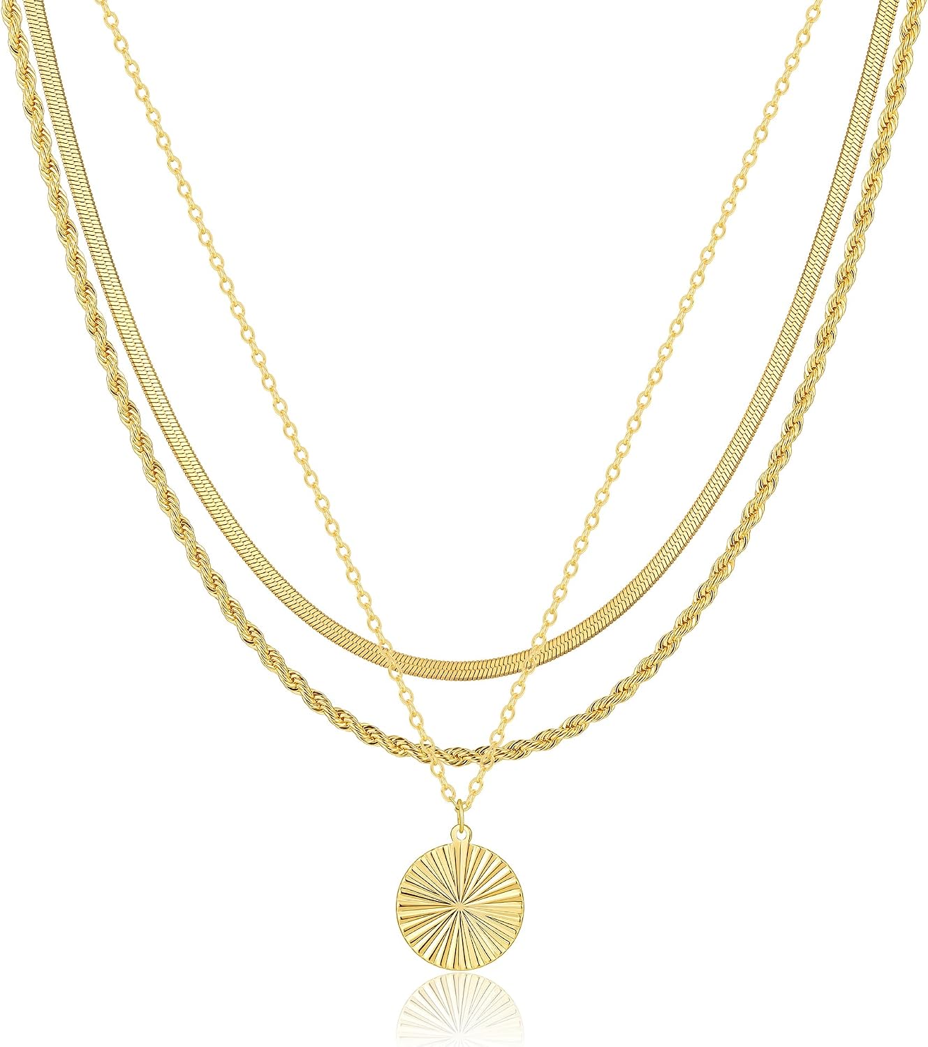 CAROVO Collar en capas de oro\/plata para mujer, chapado en oro\/pl...