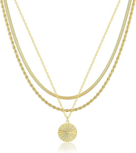 CAROVO Collar en capas de oro\/plata para mujer, chapado en oro\/pl...