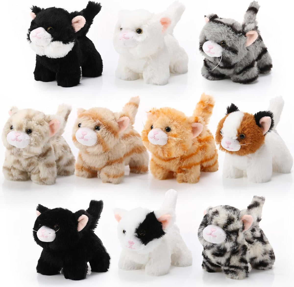 Lenwen 10 piezas de animales de peluche de gato a granel suave gati...