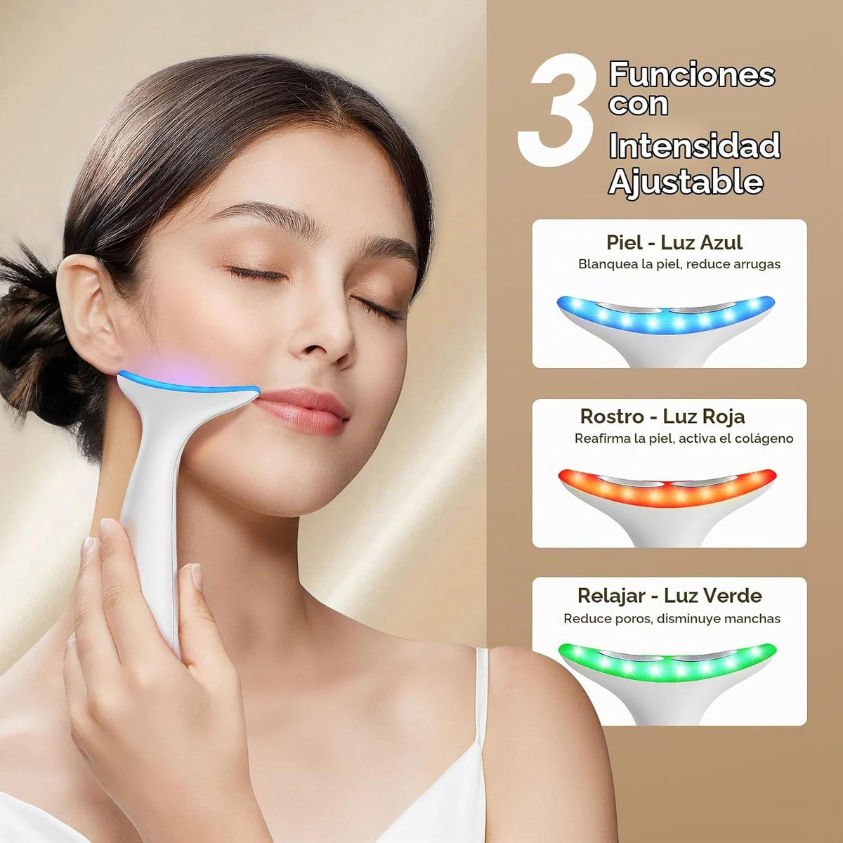 RNAIX Masajeador facial de cuello portátil, calor y vibración a tem...