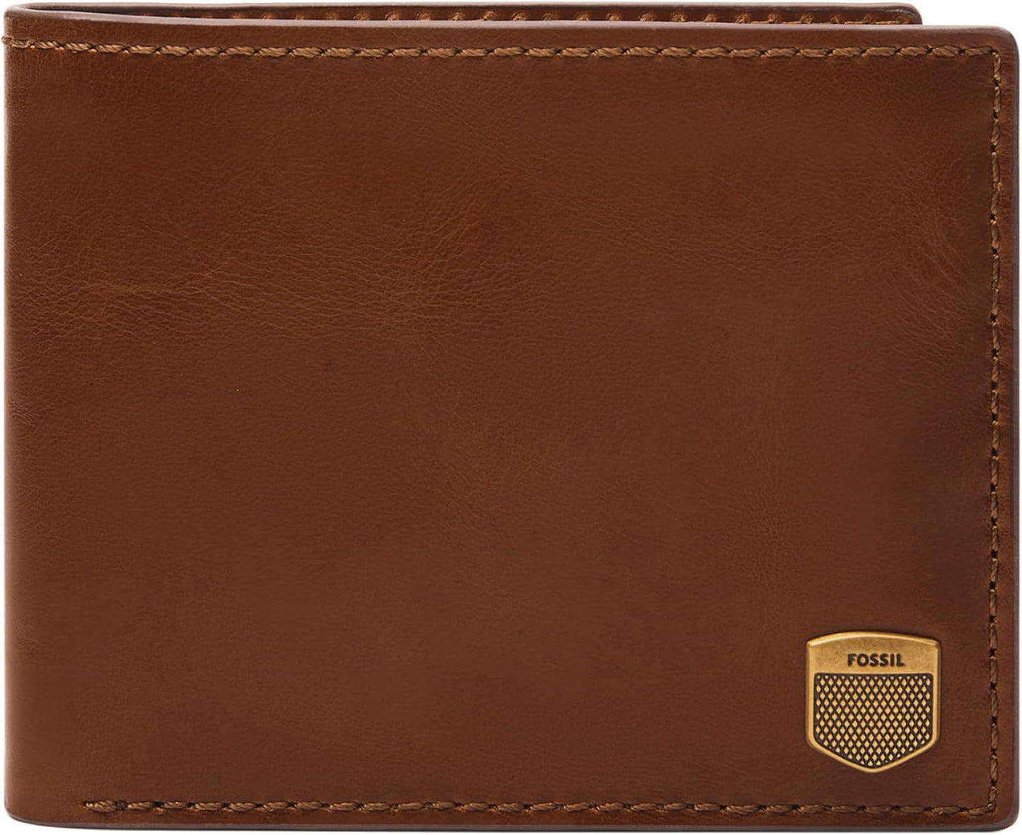Fossil - Cartera de cuero plegable para hombre Hayes con ventana ab...