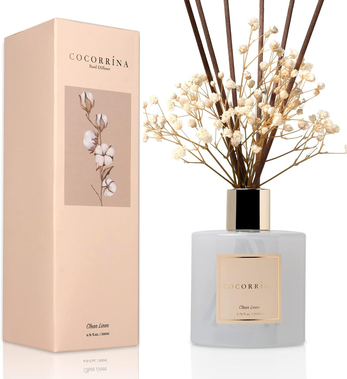 Juego de Difusor de Varillas Cocorrína, Clean Linen 6.7 fl oz Difus...