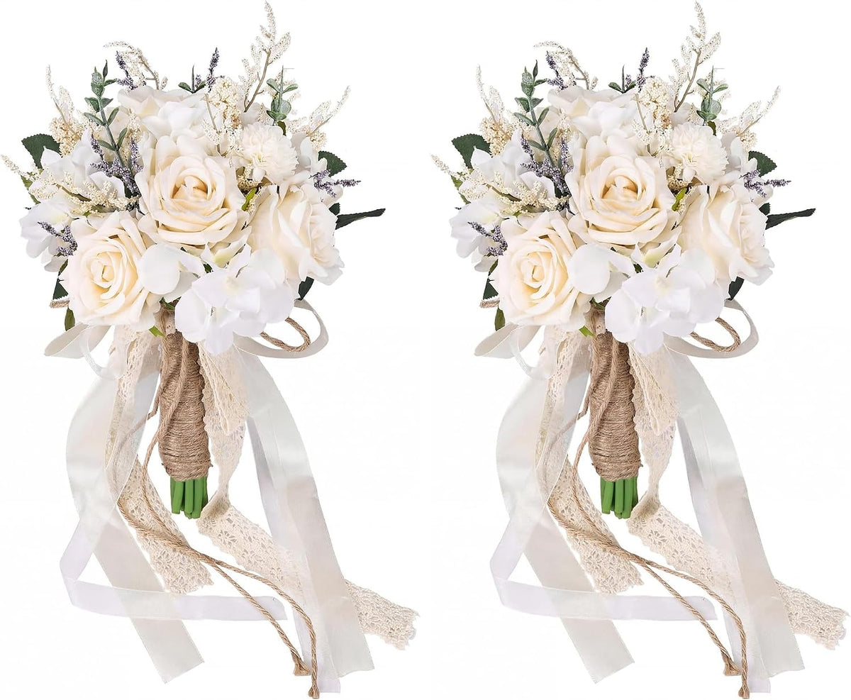 CEWOR Ramos de boda para novia, dama de honor, rosas artificiales c...