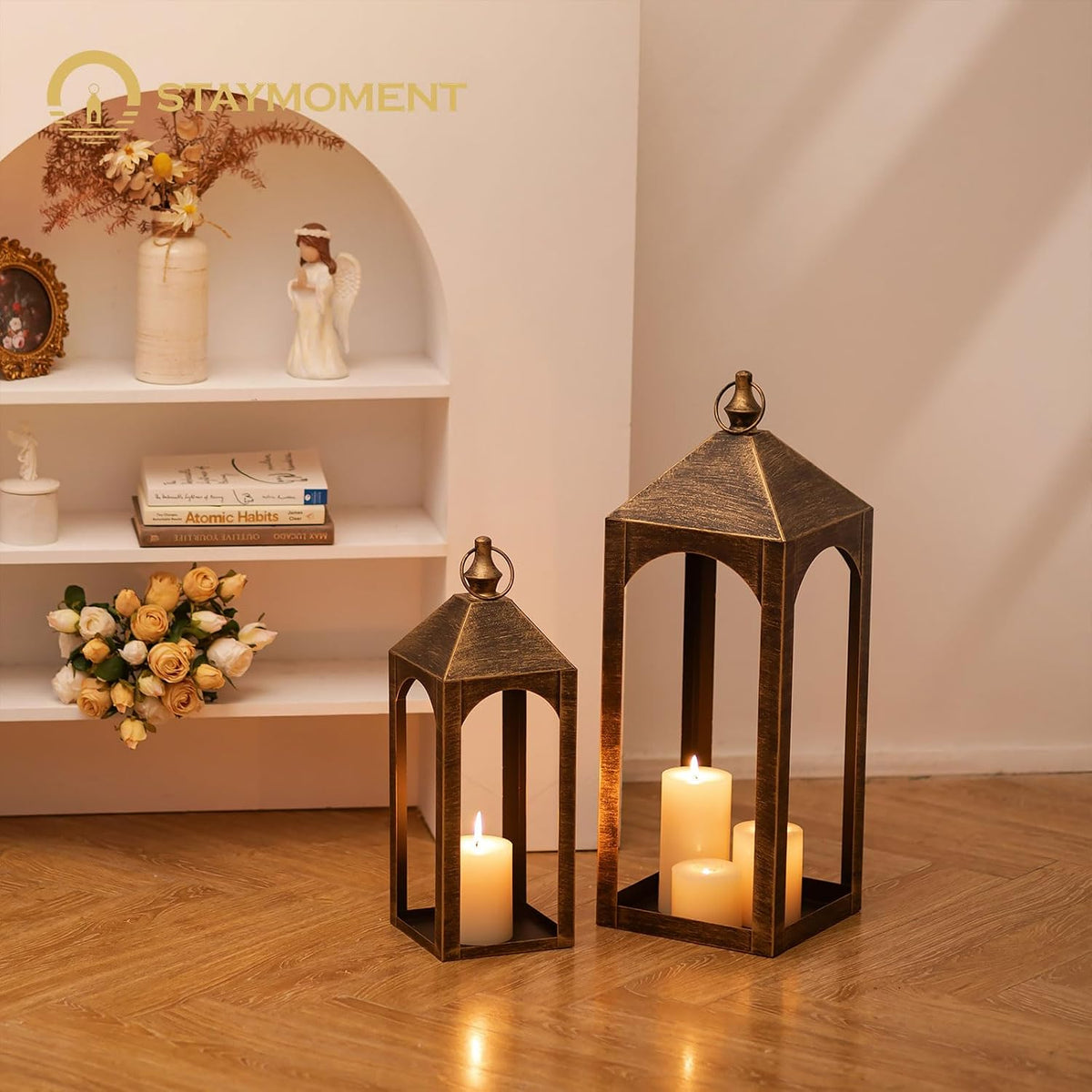 Staymoment Farol grande de piso para exteriores de 24 y 17 pulgadas...