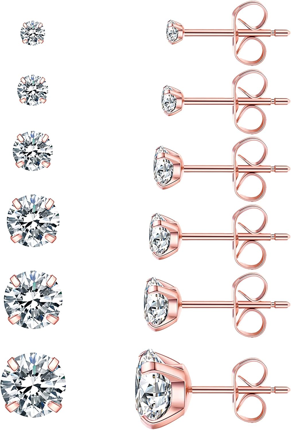 Juego de 6 pares de aretes, aretes hipoalergénicos de circonita cúb...
