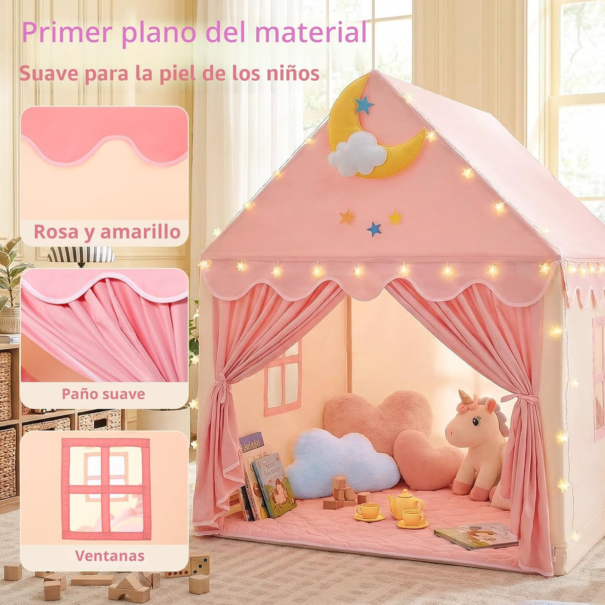 GeeSound Tienda de campaña para niños para niñas en el interior: co...
