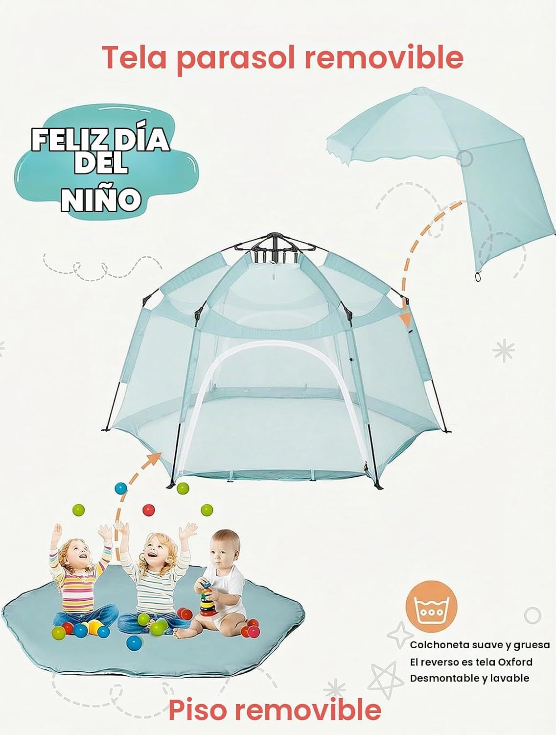 Porayhut Tienda de campaña grande desplegable para niños, casa de j...
