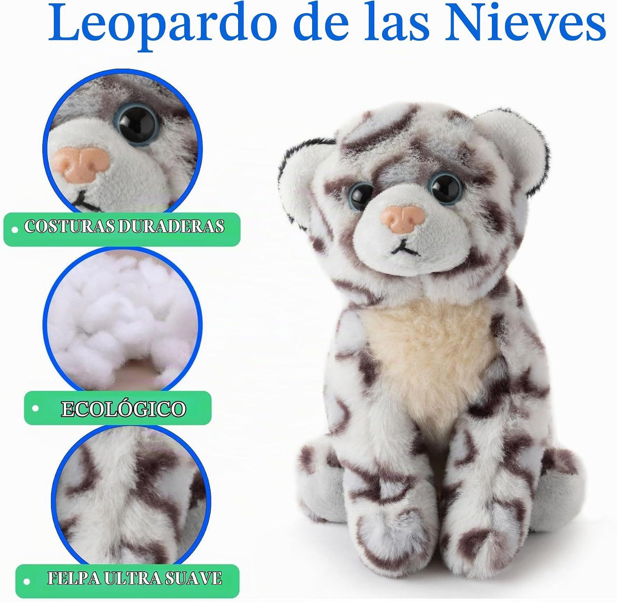 The Petting Zoo Peluche de leopardo de nieve, Babiez, regalos para...