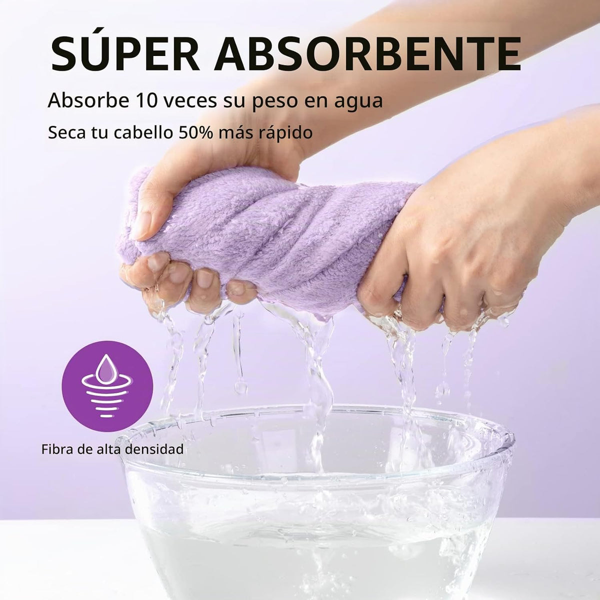 YFONG Toalla de pelo de microfibra más grande para mujer, morada, 3...