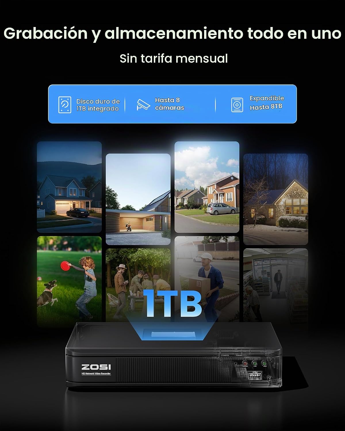 ZOSI Sistema de cámara de seguridad para el hogar 3K Lite con detec...