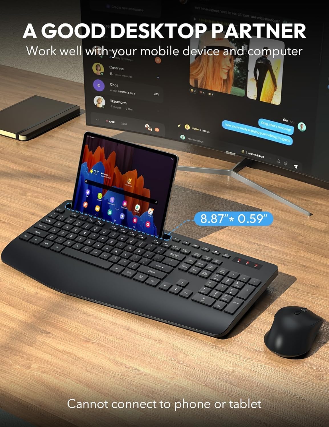 SABLUTE - Combo de teclado y mouse inalámbricos, paquete de 2, repo...