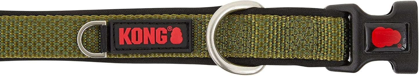 KONG Comfort - Collar de perro acolchado de alta calidad (M, verde)