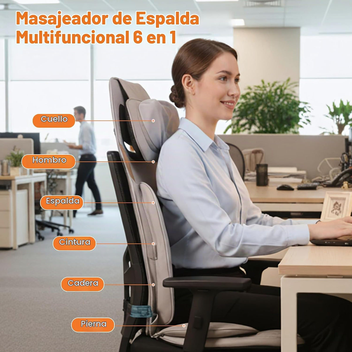 Shiatsu - Masajeador de cuello y espalda, enrollable hacia arriba y...