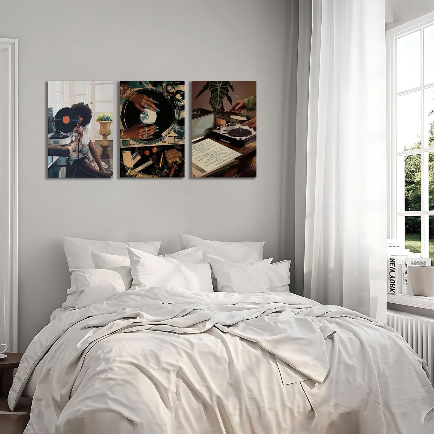 Decoración artística de pared de niña negra para dormitorio, sala d...