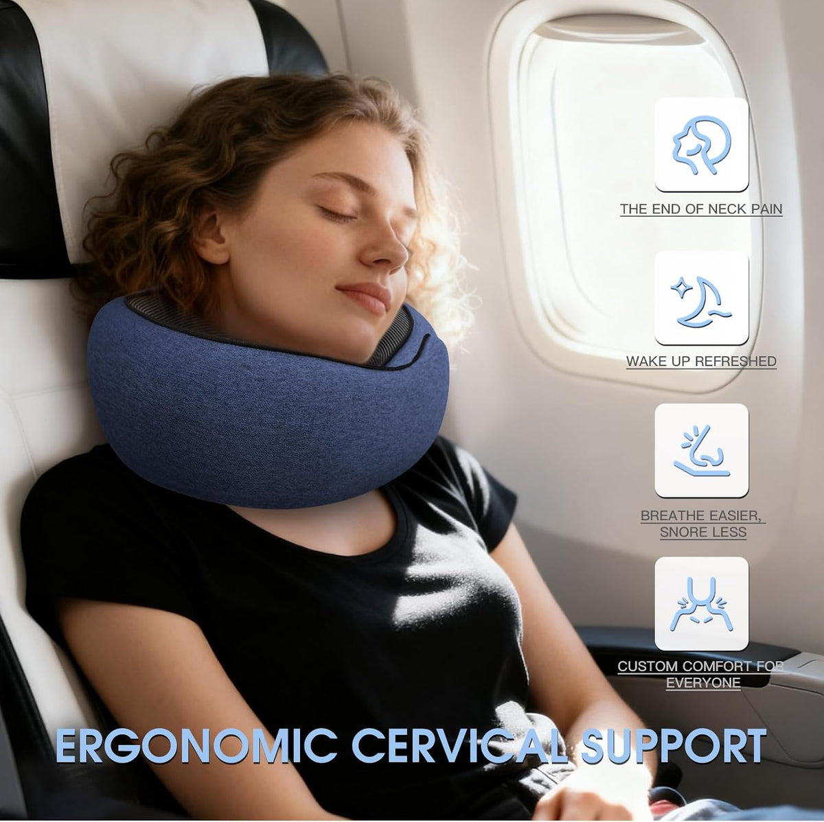 Dujuanus Almohadas de viaje para el cuello para aviones, almohada c...