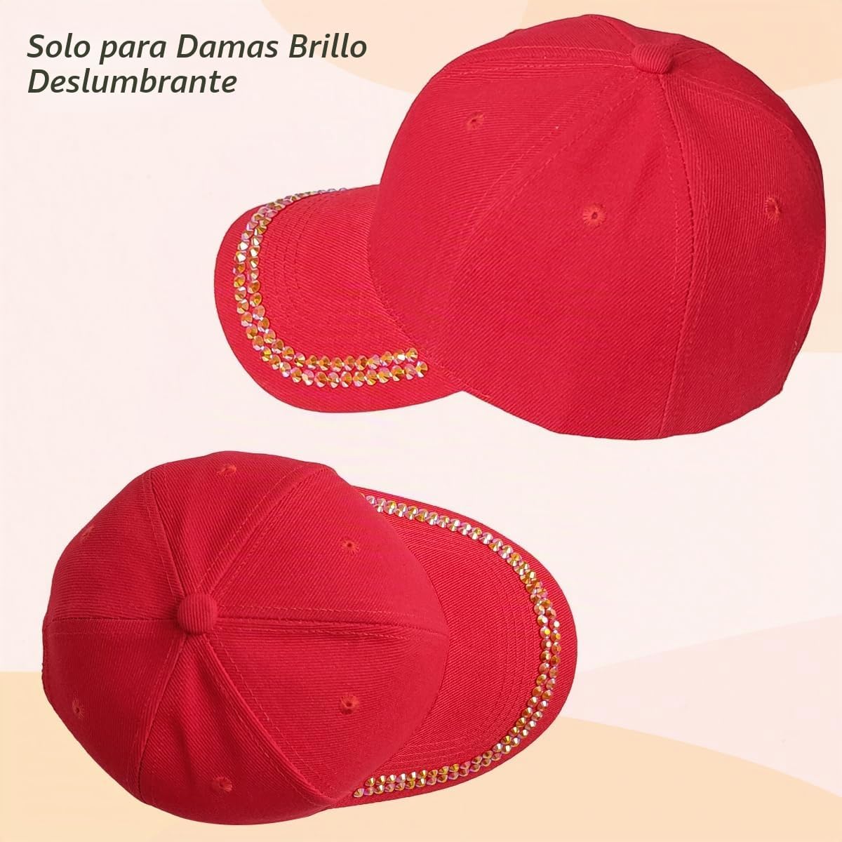 BUDUBIBI Gorra de béisbol con diamantes de imitación para mujer, go...
