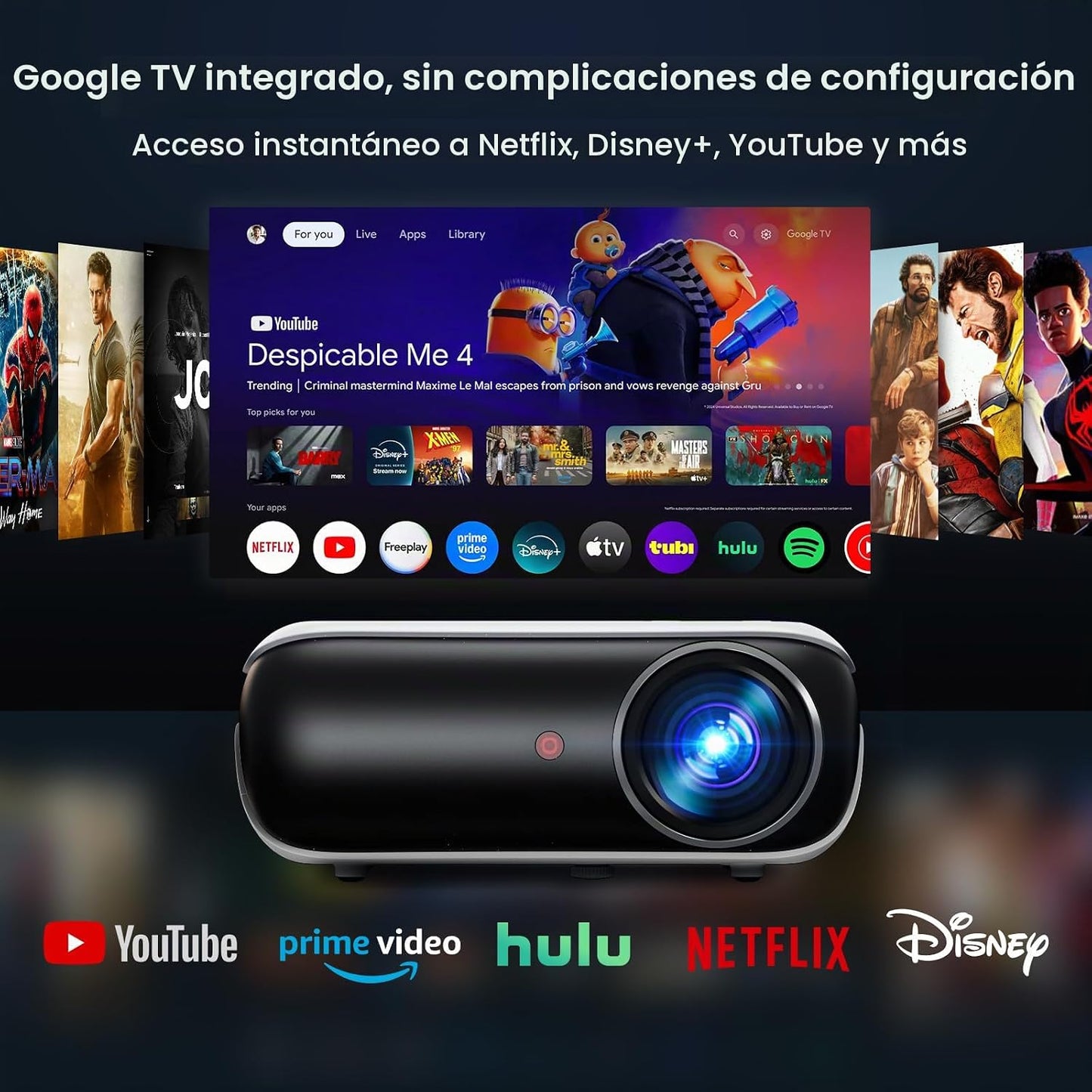 Google TV con licencia oficial - Proyector inteligente para exterio...