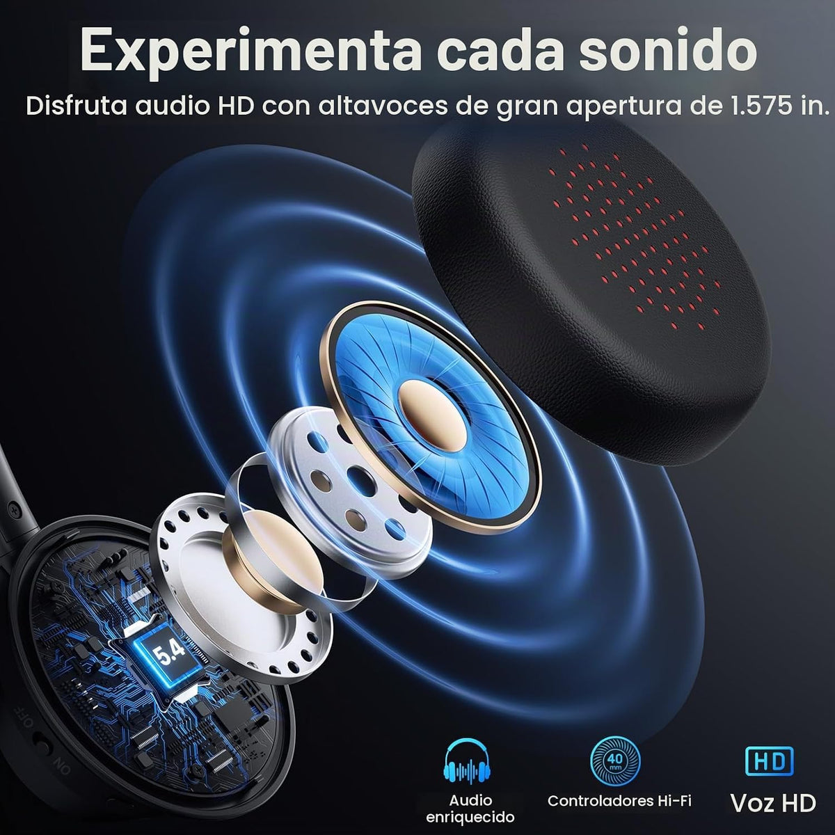 Auriculares inalámbricos con micrófono para el trabajo, auriculares...