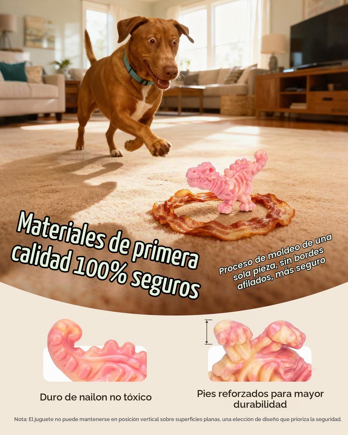 DinoBone Paquete de 2 juguetes masticables para perros resistentes...