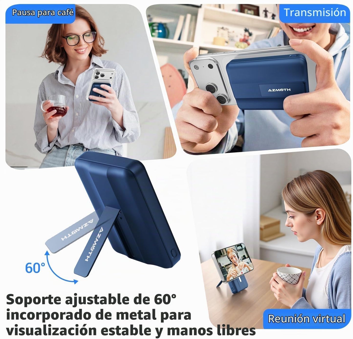 Azmuth para cargador portátil MagSafe, banco de energía magnético d...