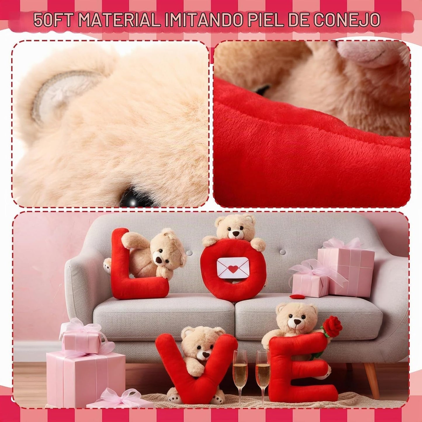 Jenaai 4 piezas de regalo de oso de peluche de San Valentín de 10 p...