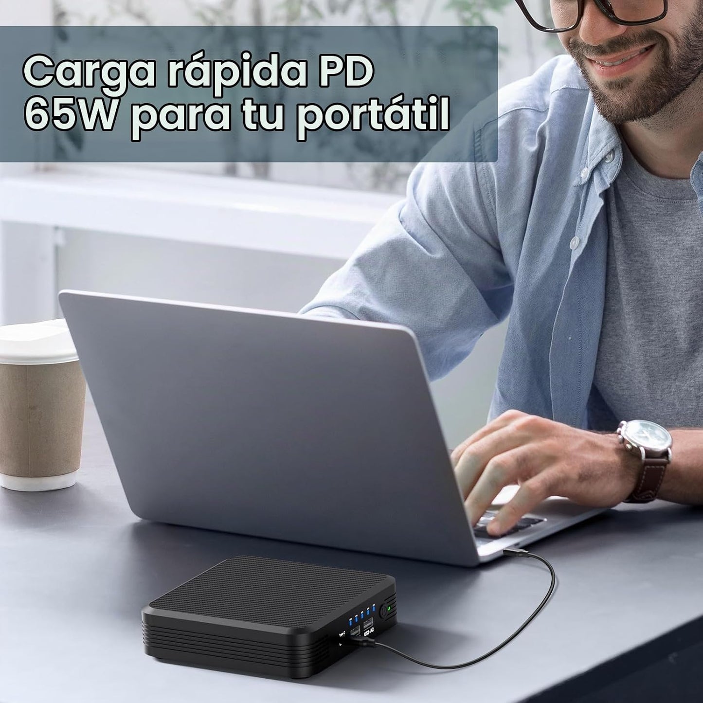 Paopaoyu Banco de energía portátil para laptop de 100 W, salida de...