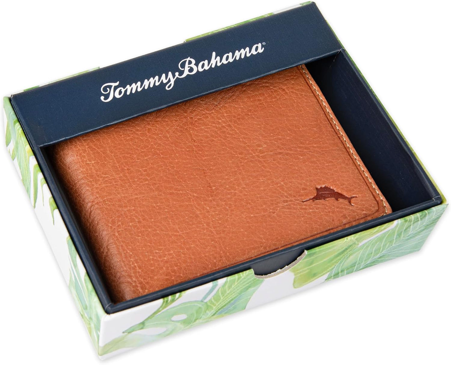 Tommy Bahama Cartera de cuero genuino para hombre con capacidad ext...