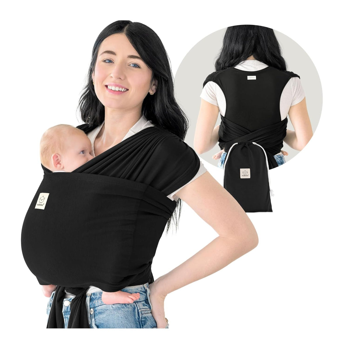 KeaBabies D-Lite - Portabebés portabebés (moda negro) | Fácil de ll...