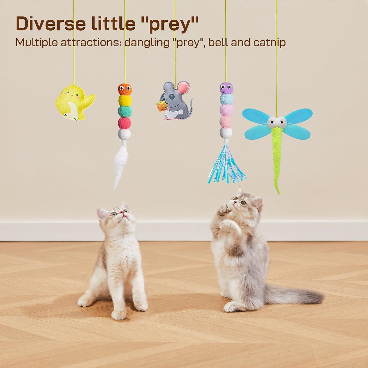 Potaroma Juguetes interactivos de plumas para gatos, 5 piezas, jugu...