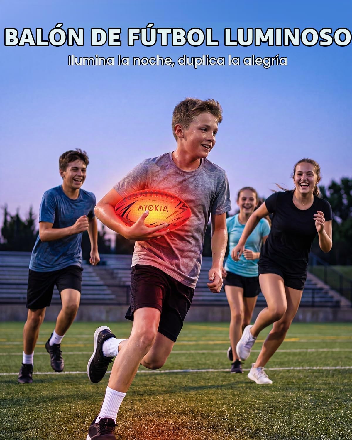 MYOKIA Pelota de fútbol recargable RGB con luz que brilla en la osc...