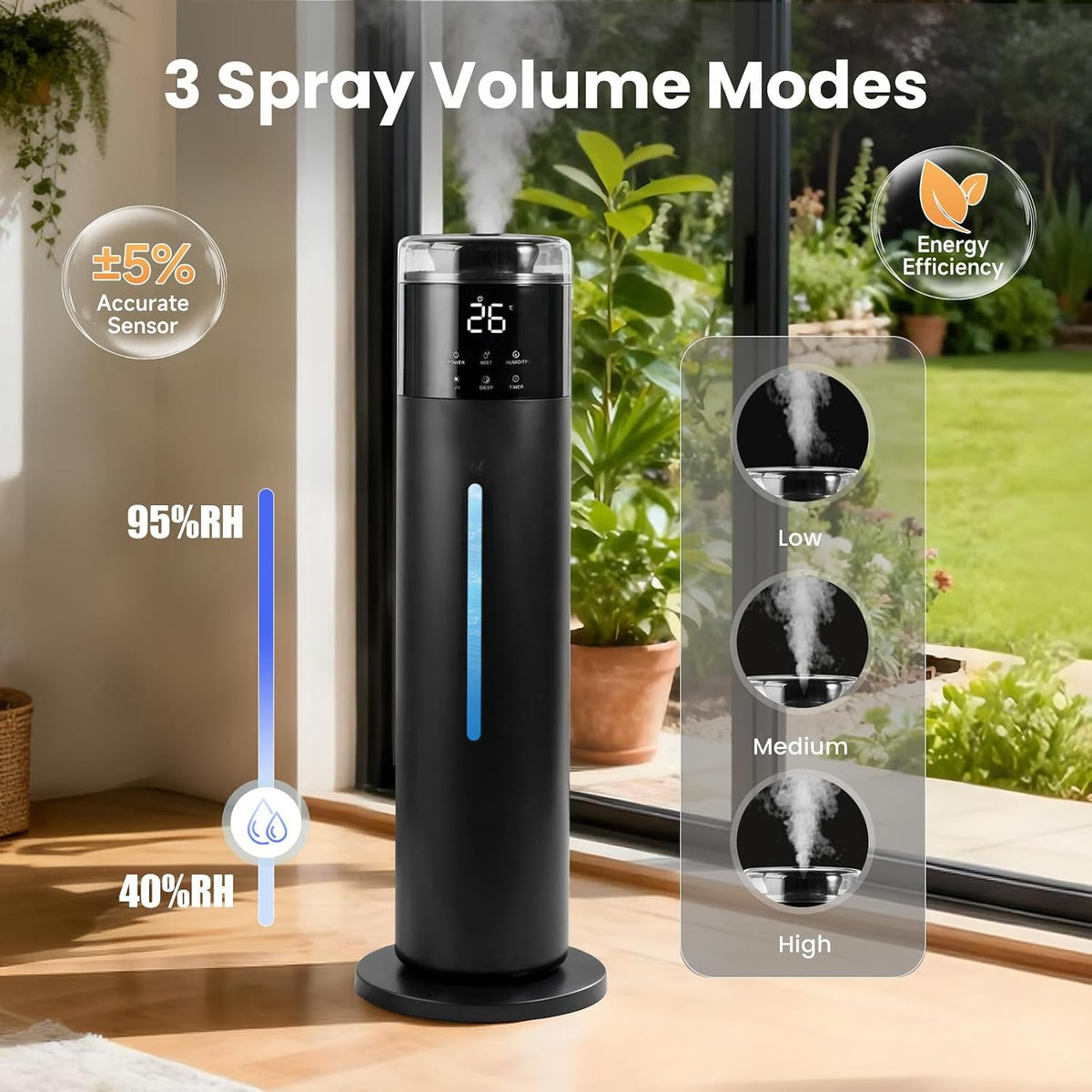 Humidificador grande para dormitorio, 8L\/2.1 galones de niebla frí...