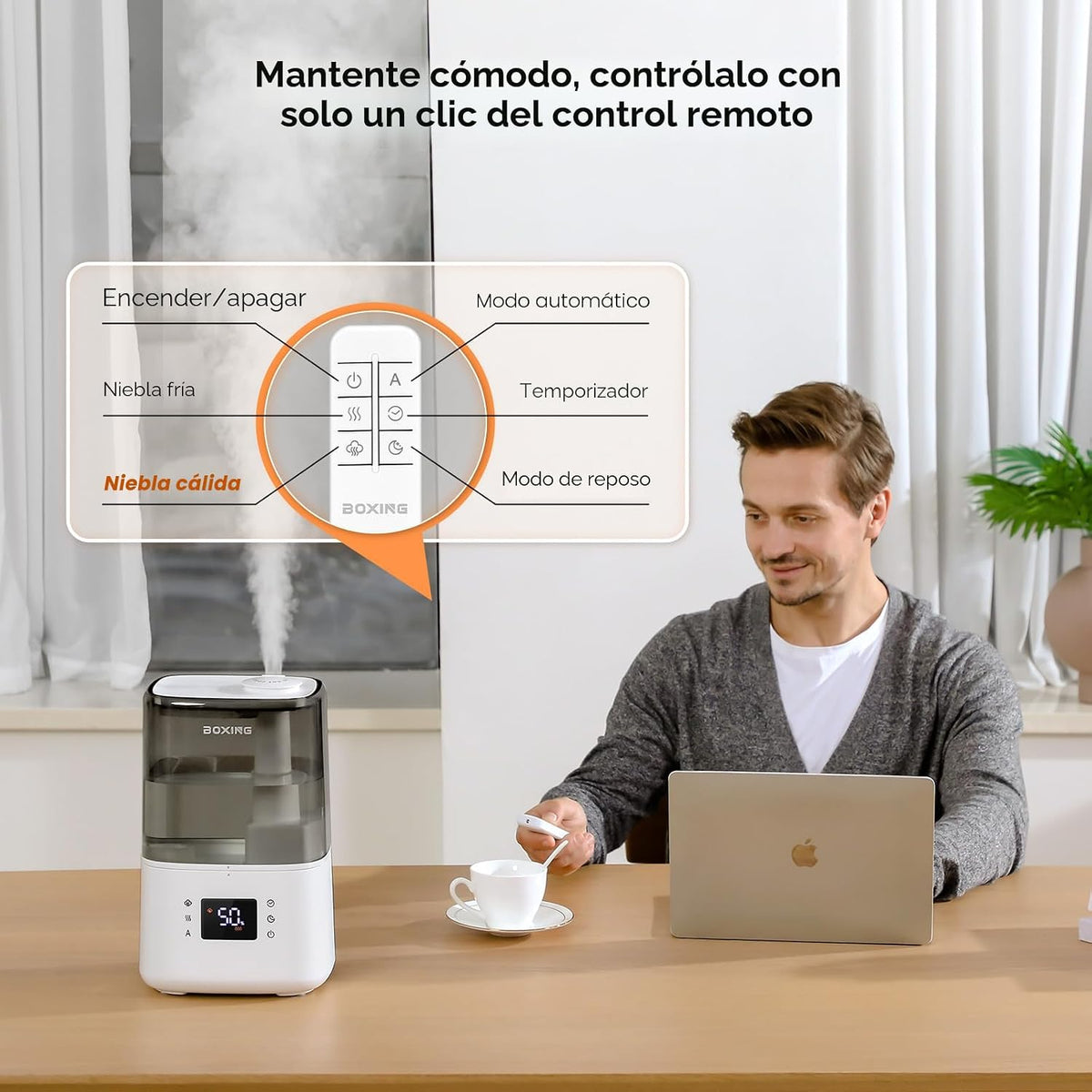 BOXING Humidificadores de niebla cálida y fría para dormitorio, hab...