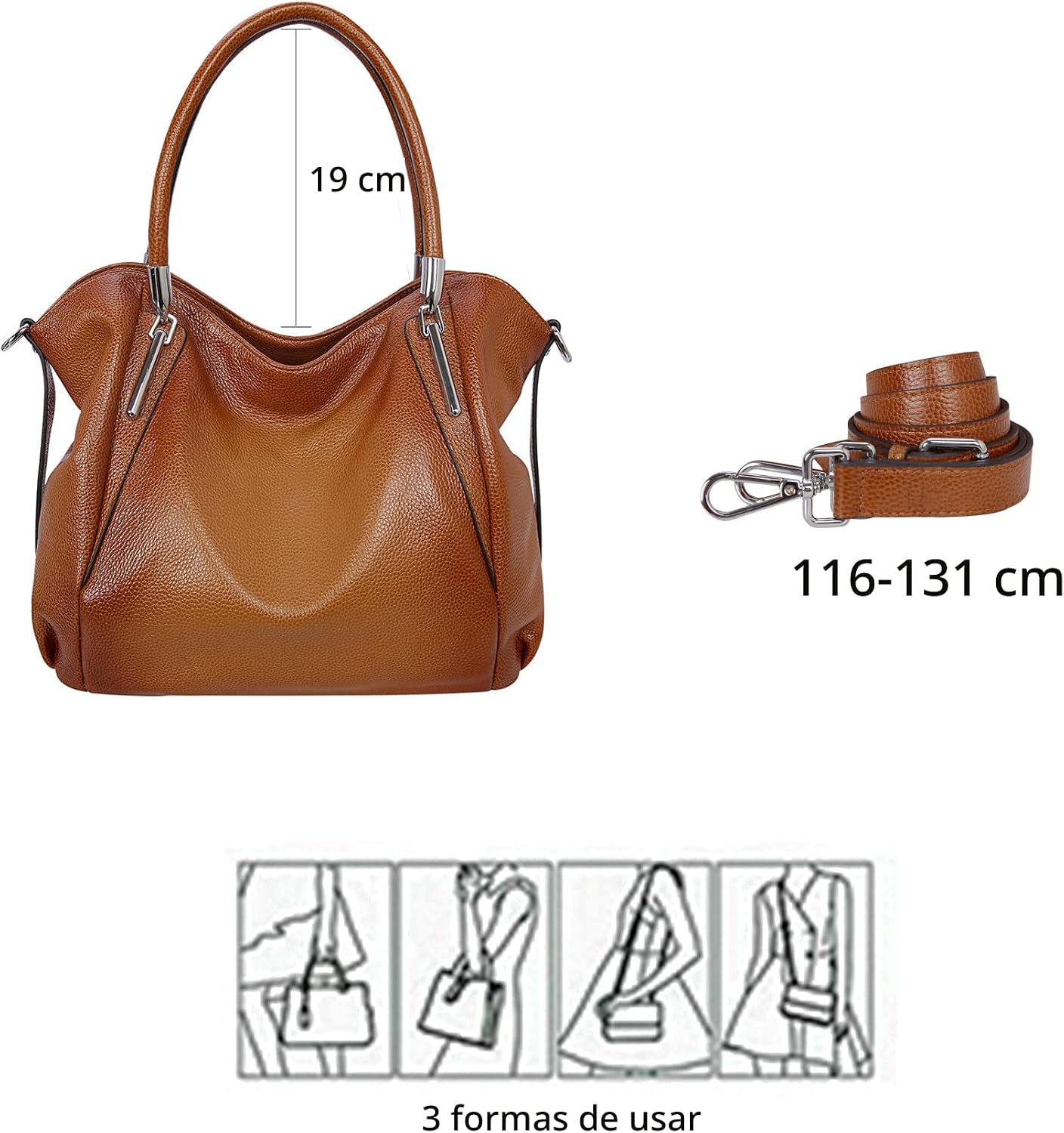HESHE Bolsos de hombro de cuero para mujer, bolsos de mano, bolsos...