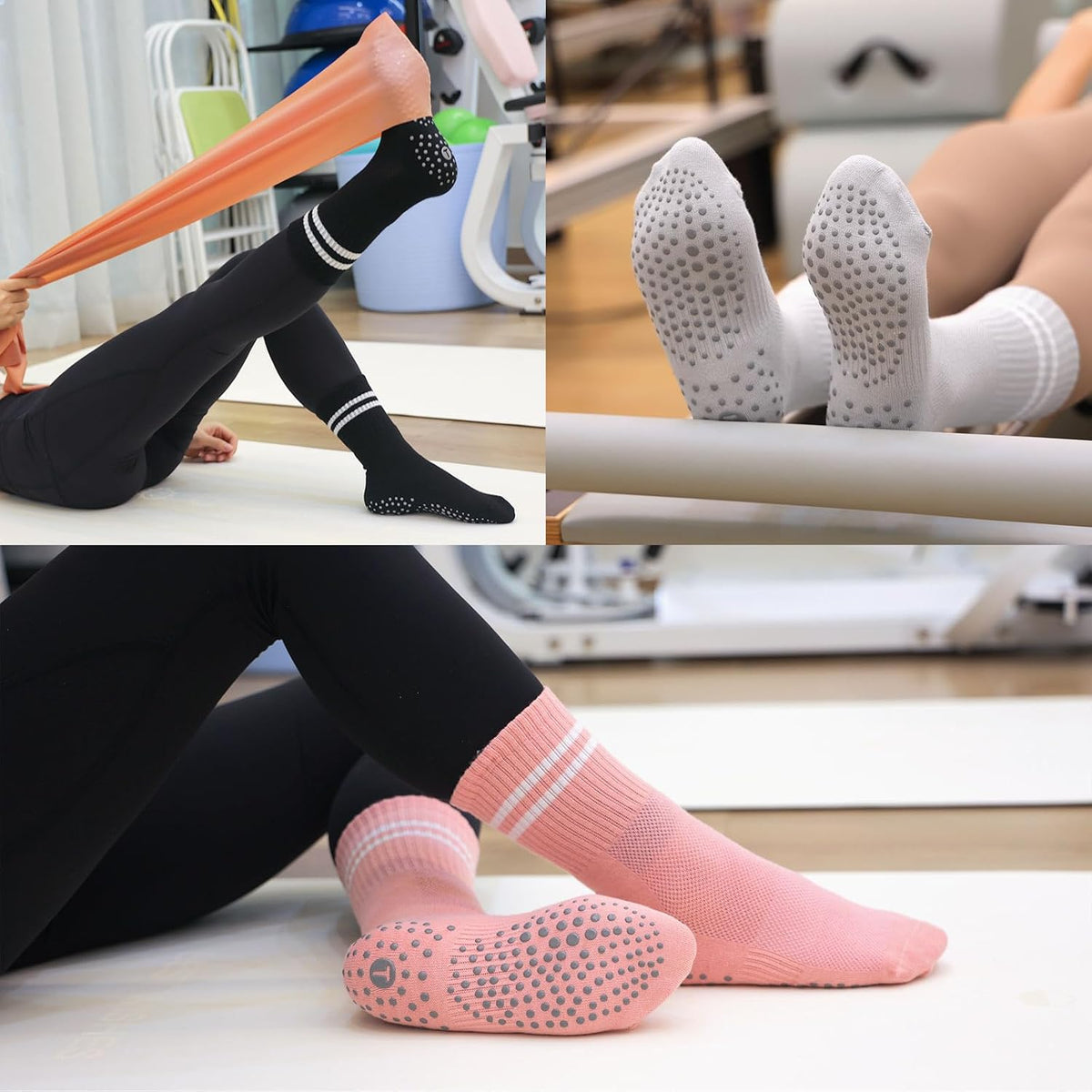 Toes Home Calcetines de pilates para mujer con agarre antideslizant...