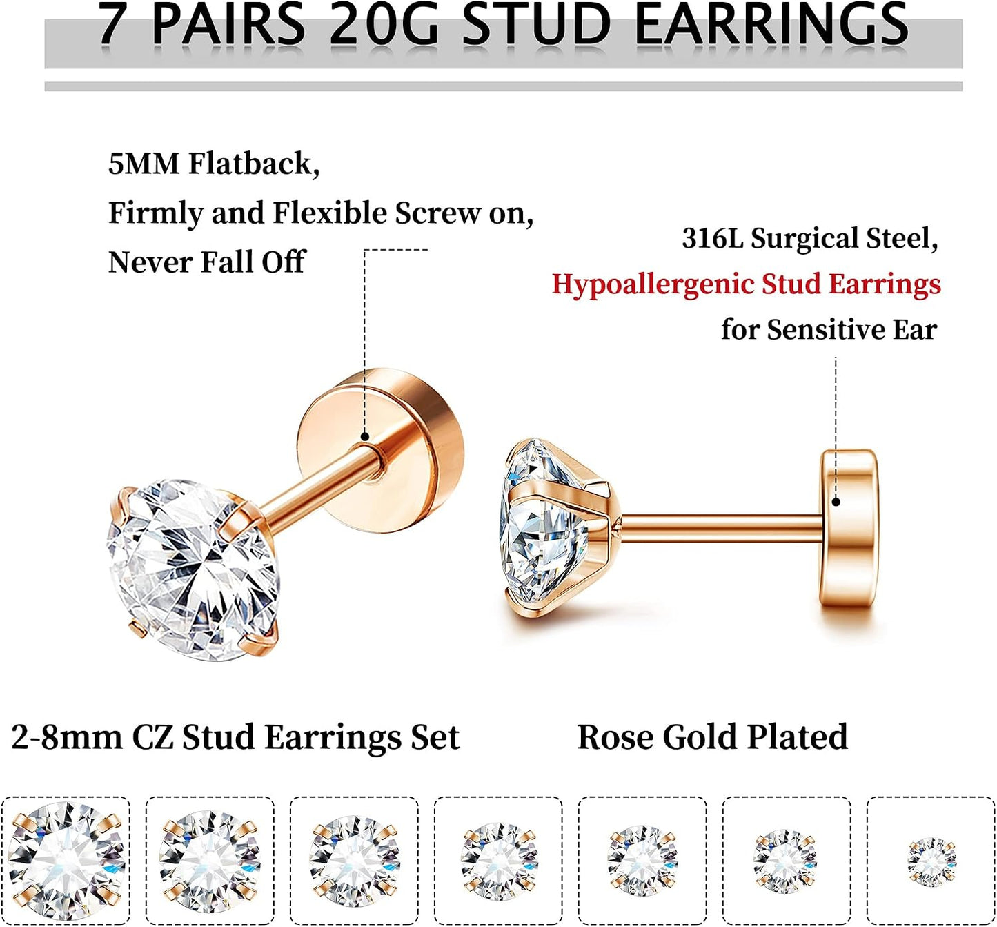 Fansilver Pendientes hipoalergénicos de 0.71 oz con parte trasera p...
