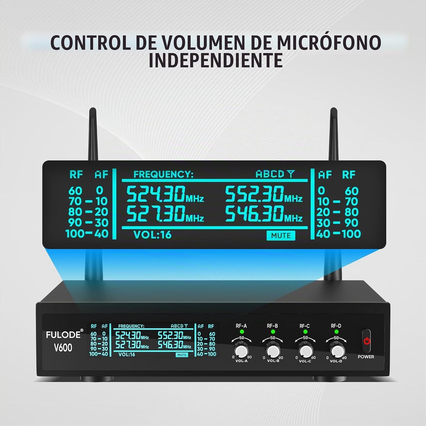 FULODE Micrófonos de solapa Sistema de micrófono inalámbrico UHF de...
