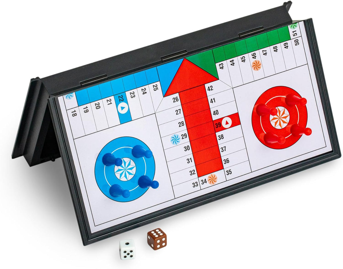 Ludo - Juego de mesa plegable magnético para viajes, 9.75 pulgadas