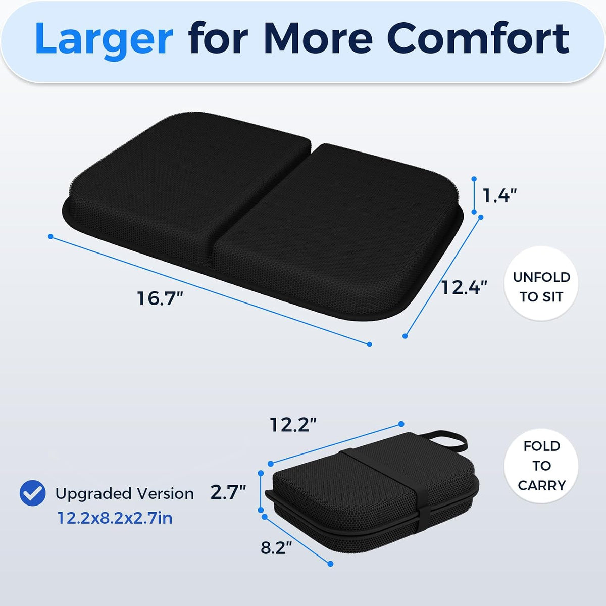 WISIMMALL Cojín plegable para asiento de viaje, espuma y gel cómodo...