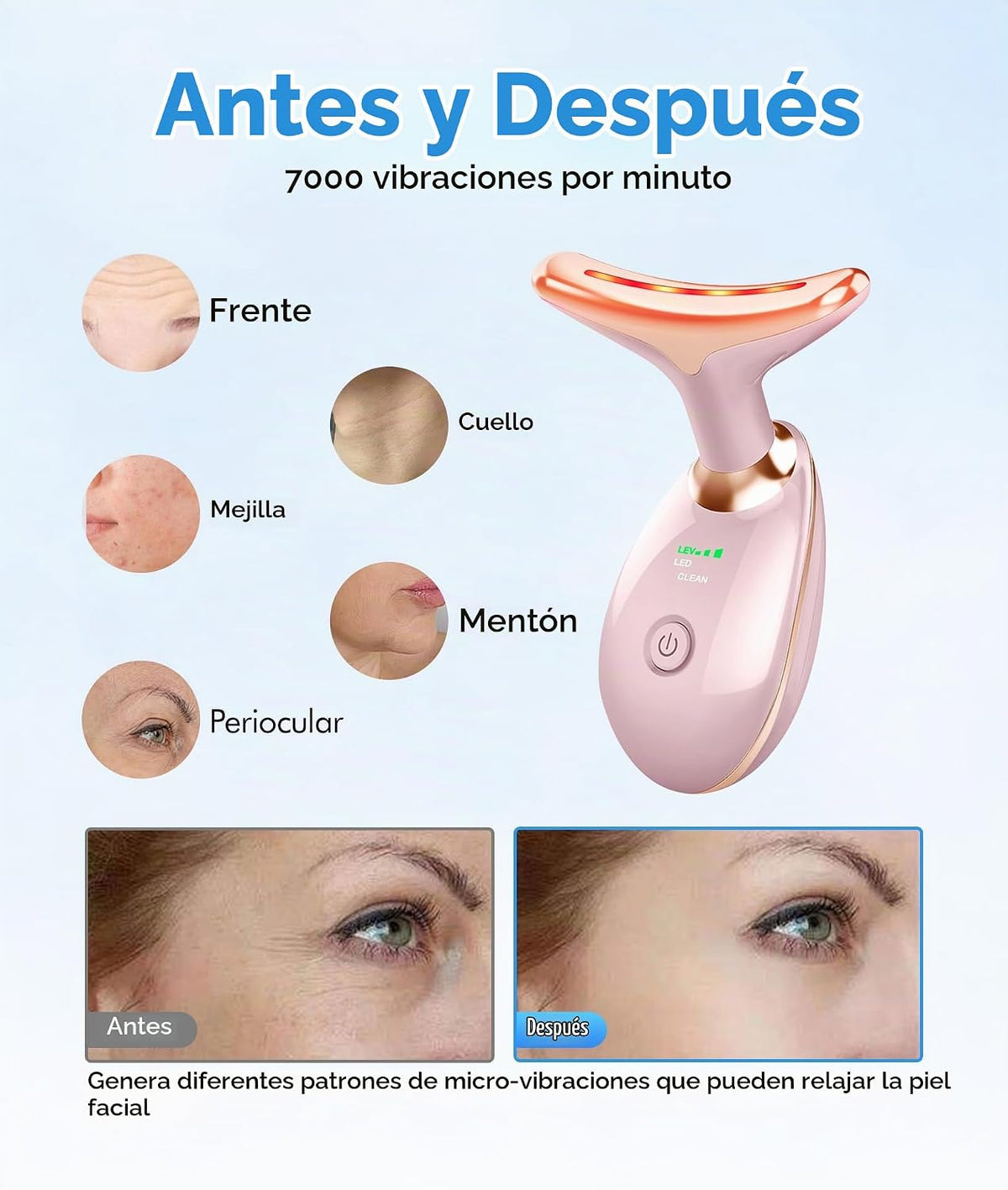 SDKWDH Terapia de Luz Roja para Cara y Cuello, Herramienta de Masaj...