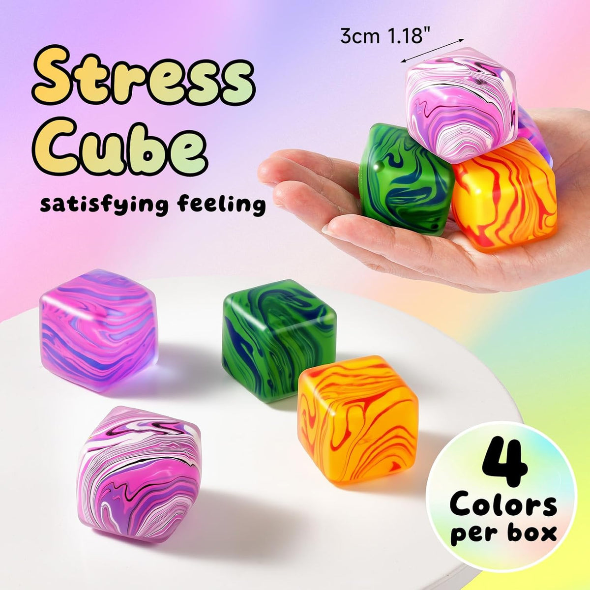 Paquete de 4 Juguetes Fidget Squishy Antiestrés, Cubos Antiestrés a...