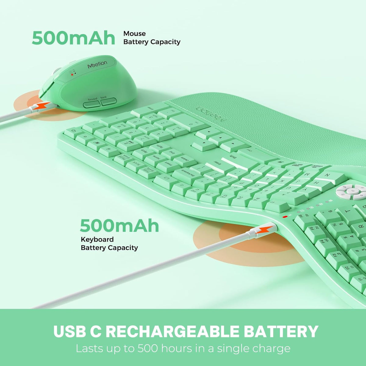 MEETION Teclado y mouse ergonómicos, teclado inalámbrico con mouse...