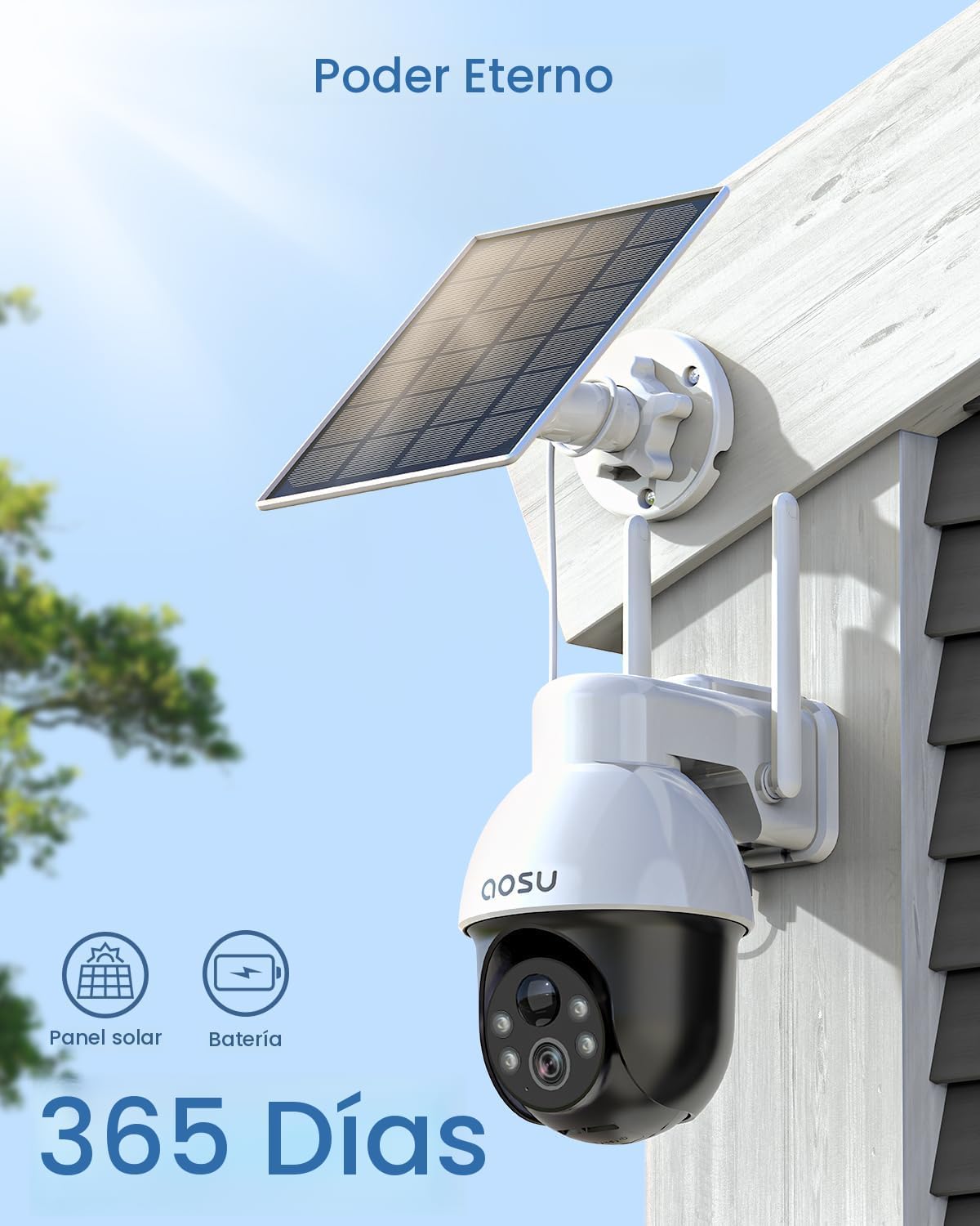 AOSU 3K\/5MP Sistema de cámaras de seguridad solar inalámbricas par...