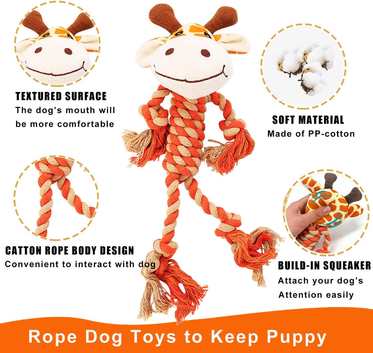 HUGEME Juguetes de cuerda para perros para mantenerlos ocupados - J...