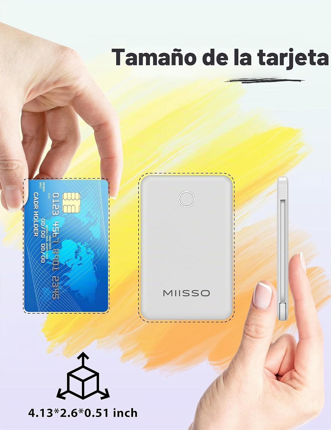 miisso - Batería externa de 6000 mAh ultradelgada con cables incorp...
