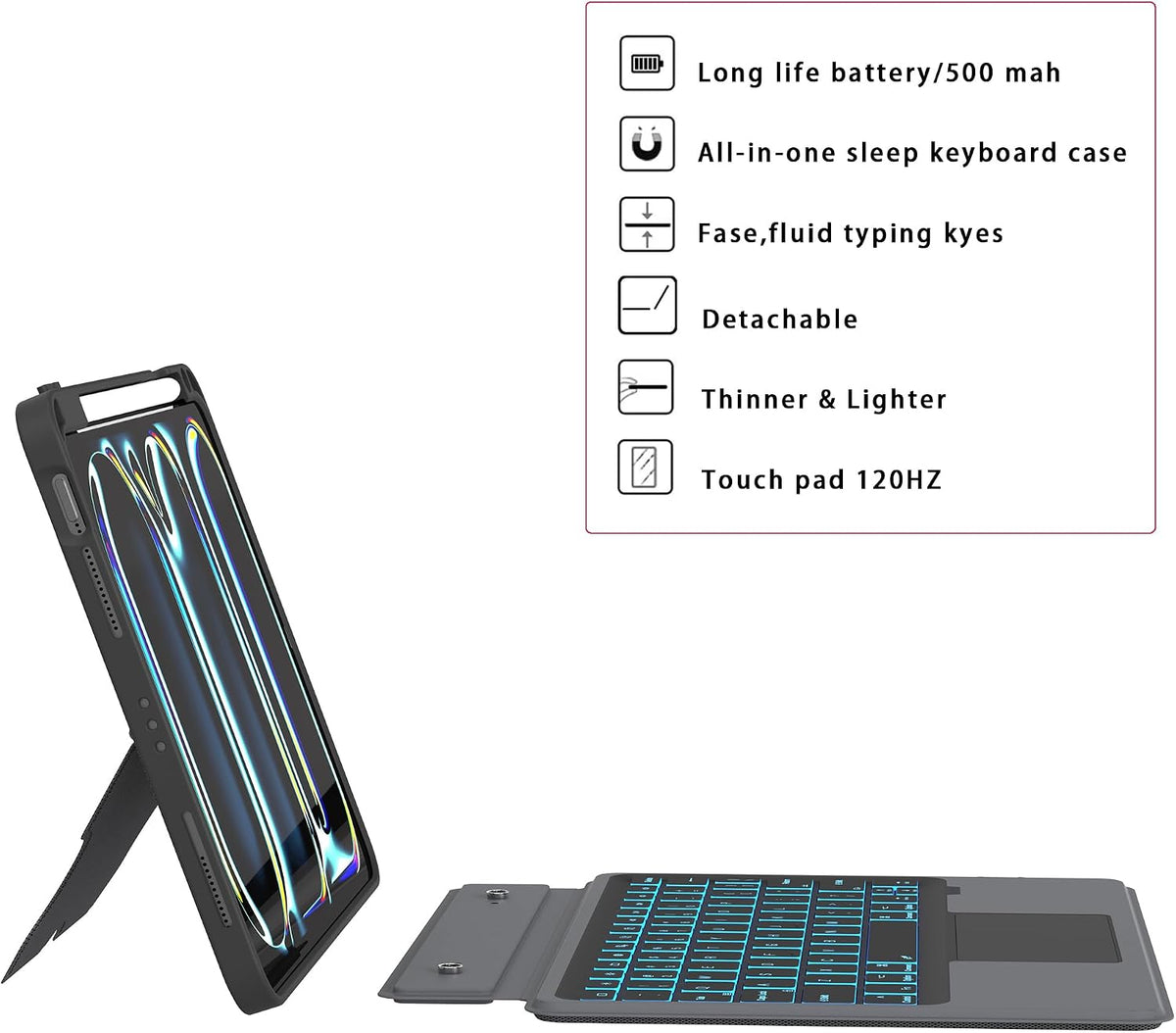 Funda para iPad Pro de 11 pulgadas (M4) 2024 con teclado desmontabl...