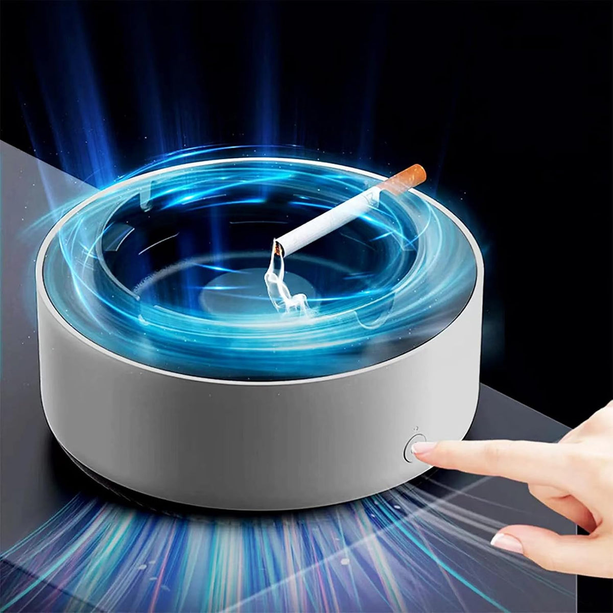 Cenicero multifuncional sin humo 2 en 1, cenicero purificador de ai...
