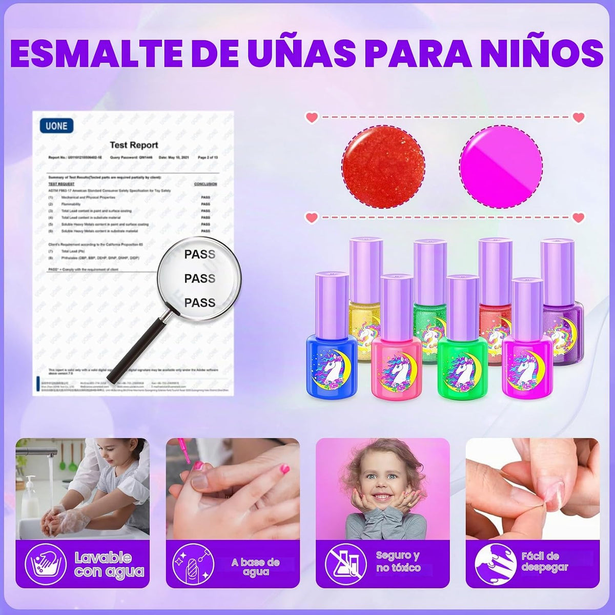 Set de Esmalte de Uñas para Niñas, Kit Todo en Uno de Arte de Uñas...